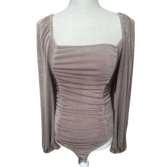 ASTR Brown Metallic Bodysuit NWHT Size Medium - Picture 2 of 8